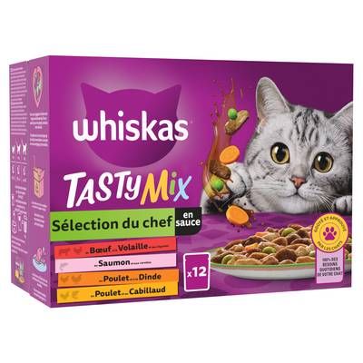 Whiskas Sachet en Sauce Tasty Mix Sélection du chef pour Chat Adulte, 12x85g