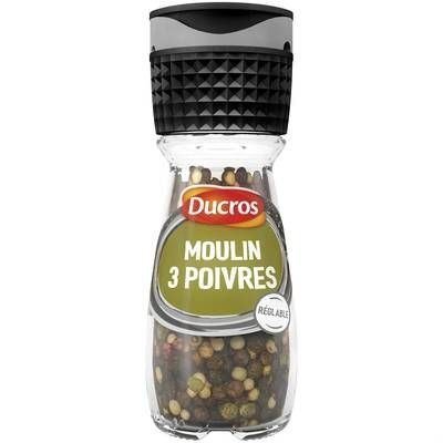 Ducros 3 poivres en grain en Moulin, 34g