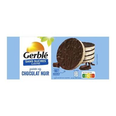 Gerblé Sans Sucres Ajoutés 8 Galettes de riz chocolat noir -90% de sucres en moins, 130g