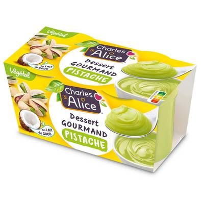 Charles et Alice Dessert végétal lait de coco pistache, 2x110g