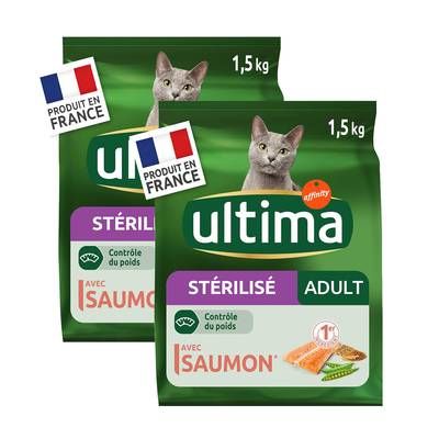 Affinity - Ultima Croquettes Saumon Contrôle du Poids pour chat adulte stérilisé, Lot de 2x1,5kg