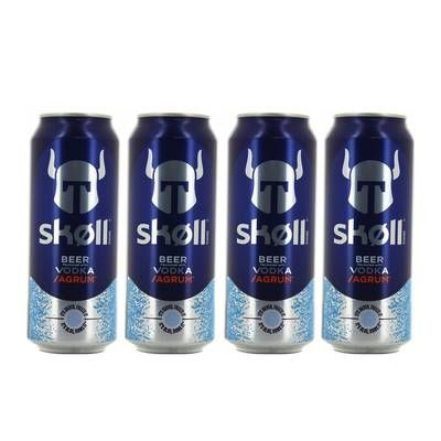 Tuborg Skoll Bière aromatisée à la vodka et aux agrumes, Lot de 4x50cl