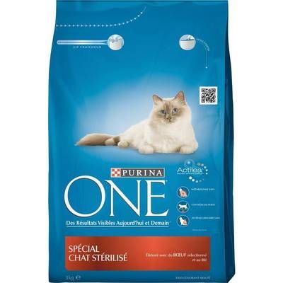 Purina - One Croquettes Boeuf pour chat adulte stérilisé, 3kg