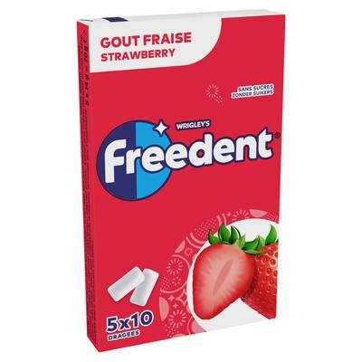 Freedent Chewing Gum Fraise, 5 x 10 chewing gums