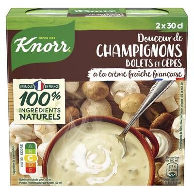 Knorr Soupe Douceur de Champignons- Bolets et Cèpes à la crème fraîche, 2x30cl
