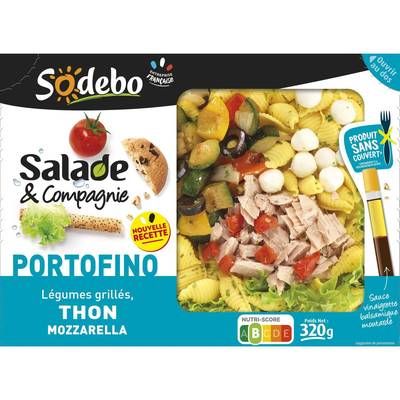 Sodebo Salade Repas Portofino, Légumes Grillés, Thon, Mozzarella, 320g