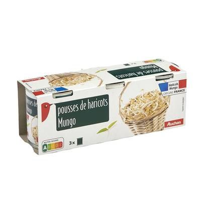 Auchan Pousses de haricots Mungo, 3x90g