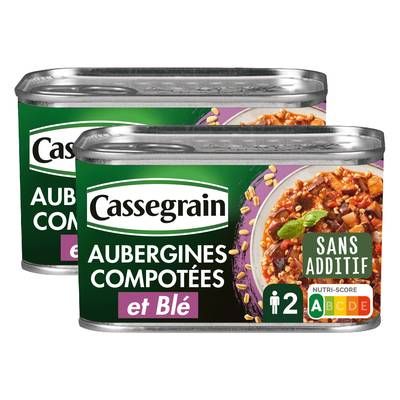 Cassegrain Aubergine compotée et blé, Lot de 2x375g