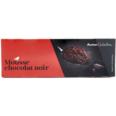Auchan Collection Mousse au chocolat noir, 2x90g