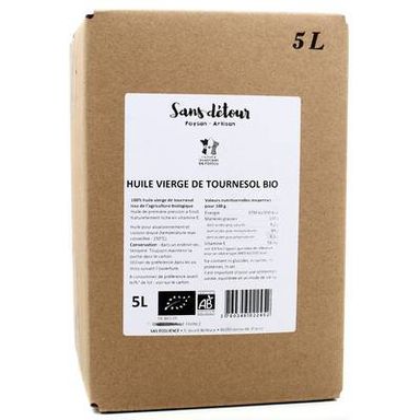 Sans Détour Huile vierge de tournesol bio, Bag in Box de 5L