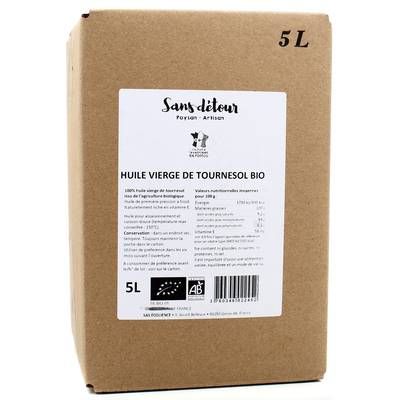 Sans Détour Huile vierge de tournesol bio, Bag in Box de 5L