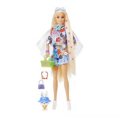 Barbie - Mattel Poupée Extra Robe Fleurie - HDJ45 - Barbie