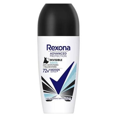 Rexona Déodorant bille Anti-Transpirant Invisible Aqua Advanced Protection, 50ml