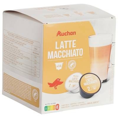 Auchan Capsules de café Latte Macchiato, 16 capsules