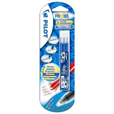 Pilot 3 Recharges Frixion Ball d'encre bleue pointe moyenne, 3  recharges