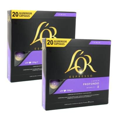 L'or Espresso Café lungo profondo intensité 8, Lot de 2x20 capsules