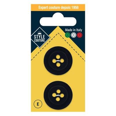 Style couture Boutons taillé Noir 25mm, 2 pièces