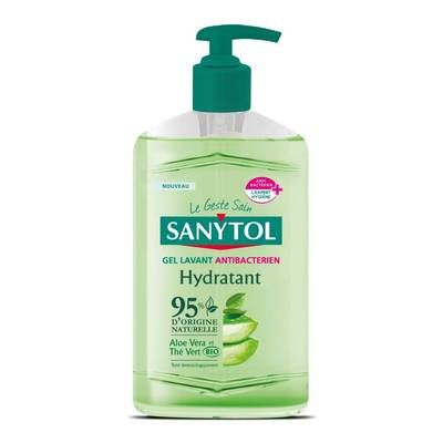 Sanytol Gel lavant Antibactérien Hydratant - Aloe Vera & Thé Vert BIO, 250ml
