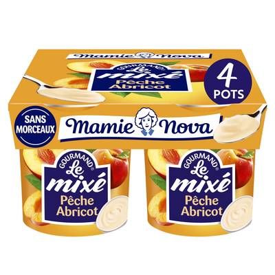 Mamie Nova Yaourts mixés pêche abricot, 4x135g