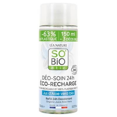 SO'BIO ETIC Déodorant Recharge Soin 24h Tolérance + au Jus d'Aloe Vera Bio, 150ml