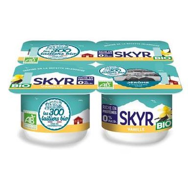 Les 300 laitiers bio Skyr vanille bio, 4x100g