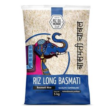 Riz Du Monde Riz long basmati qualité supérieure, 5kg