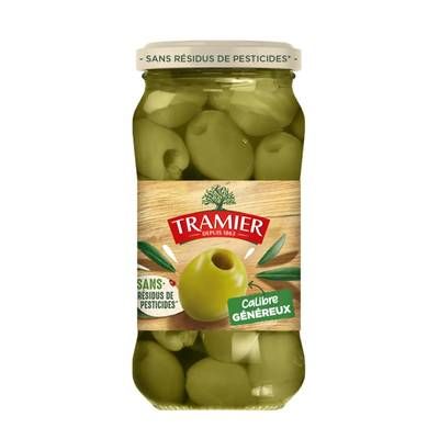 Tramier Olives Vertes Dénoyautées Sans Résidus de Pesticides, 160g