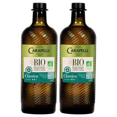 Carapelli Huile d'Olive Vierge Extra Classico Bio, Lot de 2x1L