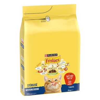 Purina - Friskies Croquettes Boeuf pour Chat Stérilisé, 3kg