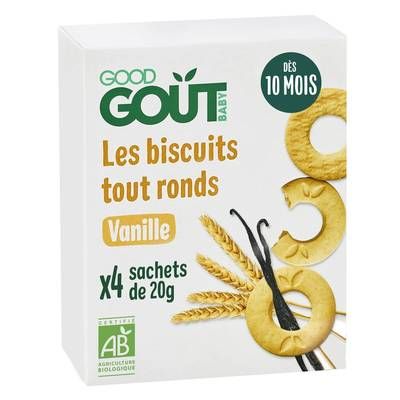 Good Goût Biscuits Tout Ronds Vanille Bio Bébé dès 10 mois, 4x20g