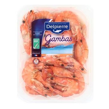 Delpierre Gambas entières cuites 30/40, 400g