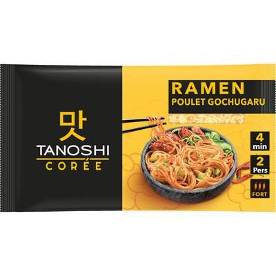 Tanoshi - Corée Nouilles Coréennes Ramen Saveur Poulet Gochugaru en sachet, 65g