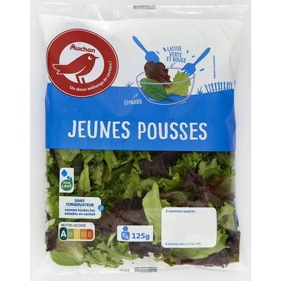 Auchan Mélange de Jeunes Pousses Epinard et Laitue, 125g