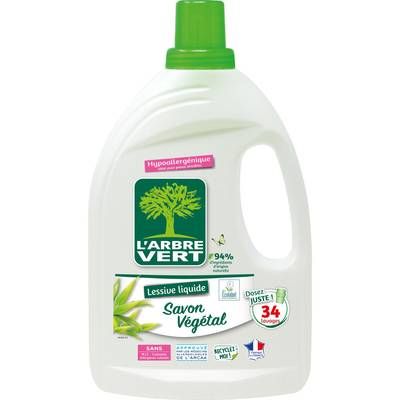 L'arbre Vert Lessive hypoallergénique au savon végétal, 1,53L