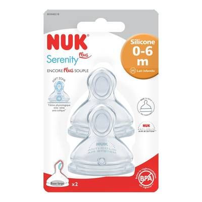 Nuk Tétines silicone base large Taille 0-6 mois perçage M, 2  pièces