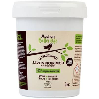 Auchan Better Life Savon noir mou à l'huile de lin, 1kg