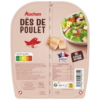 Auchan Dés de Poulet Rôti, 2x75g