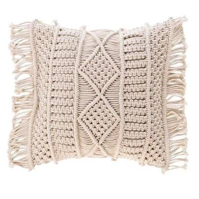 Douceur D Interieur Coussin Déco à Franges macralina Beige, 40x 40 cm 1 coussin