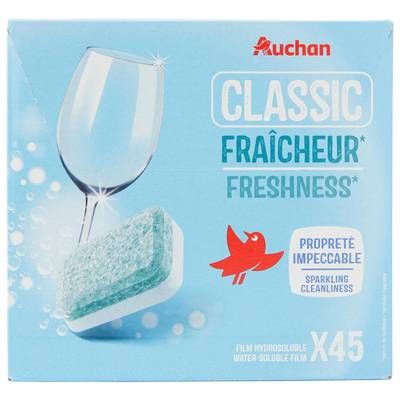 Auchan Tablettes lave-vaisselle fraîcheur, 45 tablettes