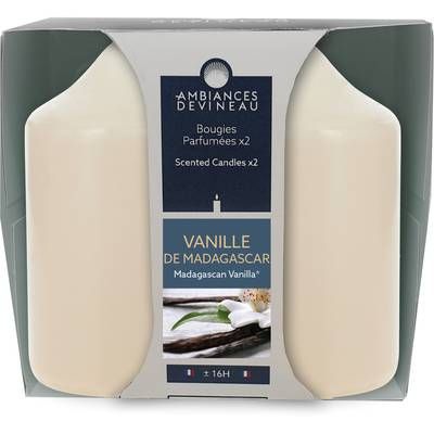 Ambiances Devineau 2 bougies cylindrique Vanille de Madagascar, 8,5 cm