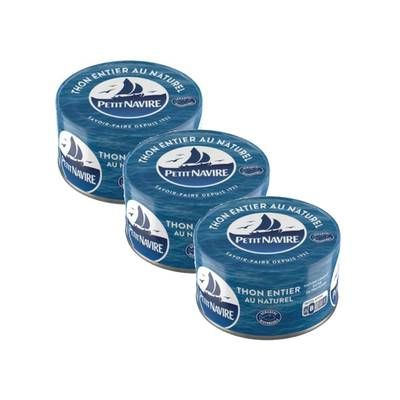 Petit Navire Thon entier au naturel Albacore, Lot de 3x93g
