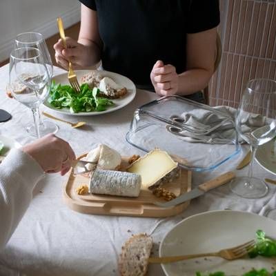 Pebbly Boîte à fromage en verre et bambou, 27 x 21,5 x 9,5 cm