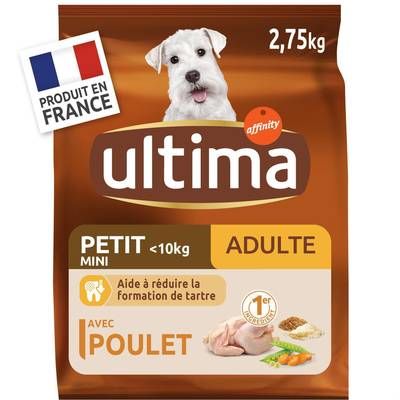 Affinity - Ultima Croquettes Poulet Aide à réduire la formation de tartre pour petit chien adulte, 2,75kg