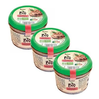 Auchan BIO Terrine de campagne Bio, Lot de 3x180g