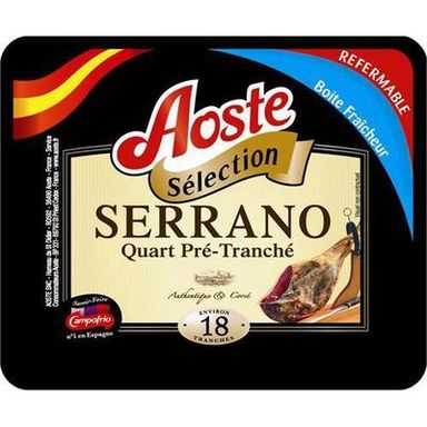 Aoste Quart de Jambon Serrano Sélection, 18 tranches - 220g