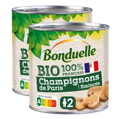 Bonduelle Champignons de Paris émincés Bio, Lot de 2x230g