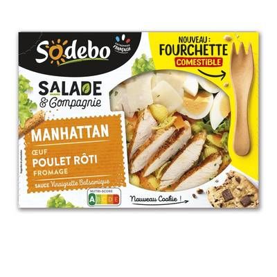 Sodebo Salade Repas Manhattan, Oeuf - Poulet Rôti - Fromage, 320g