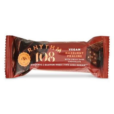 Rhythm 108 Barre Chocolat Praliné Noisette Bio, 33g