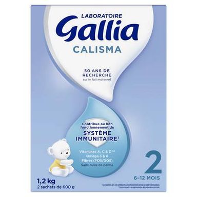 Laboratoire Gallia Lait bébé en poudre Calisma 2ème âge, 6-12 mois, 2x600g