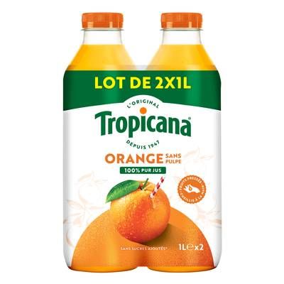 Tropicana Pur jus d'orange sans pulpe, 2x1L